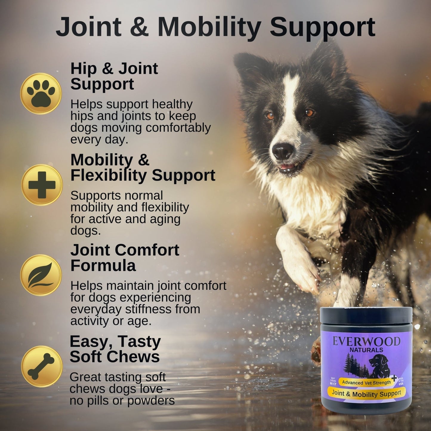 Everwood Naturals Advanced Vet Strength Joint & Mobility Dog Supplement Chews - Everwood Naturals